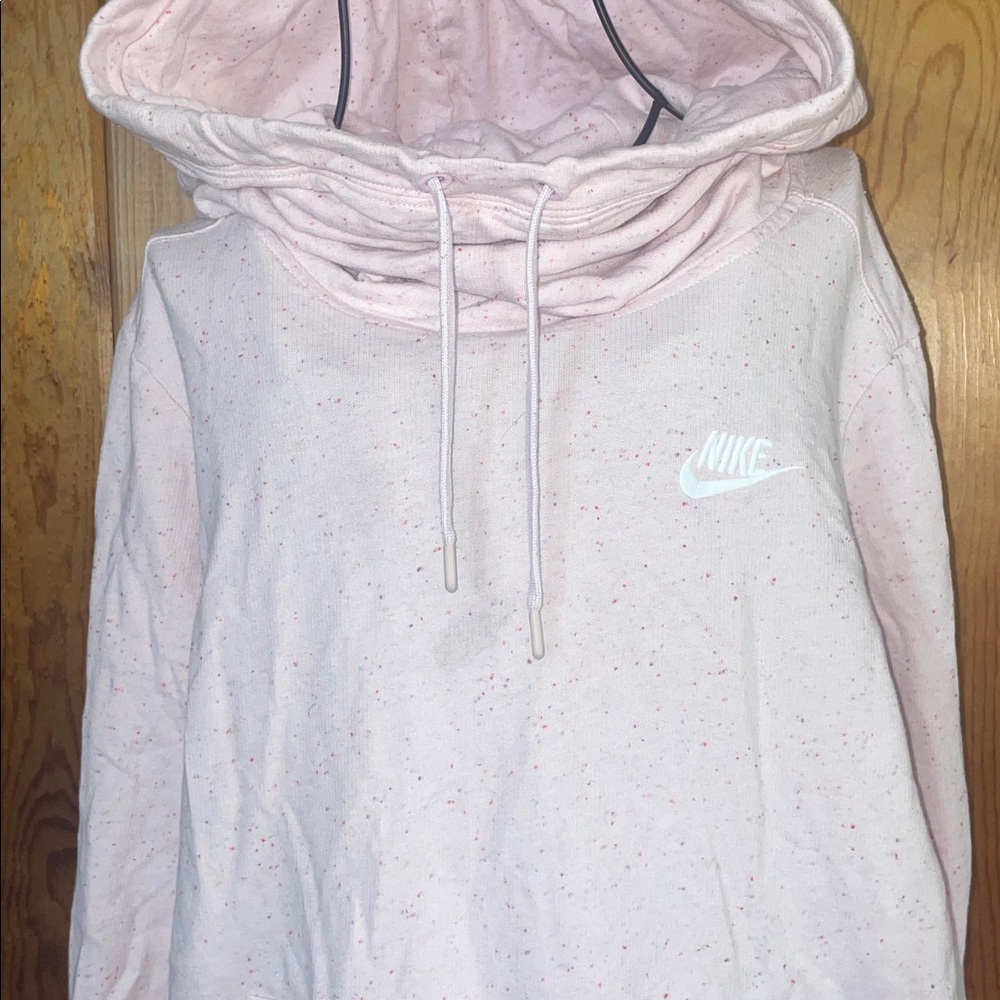 Nike girls Light Pink Hoodie spotted colorful hoodie size large tall cowl neck - Picture 2 of 7